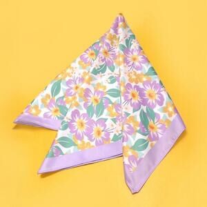 218-N • Tropical Bloom Silky Floral Bandana Scarf
